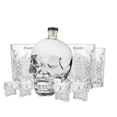 VODKA CRYSTAL HEAD cl70 + 4 BICCHIERI CRYSTAL HEAD + 6 CARATS COCKTAIL cl 35,3